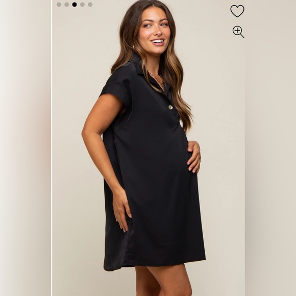 Pink blush maternity collared, button front dress - Picture 2 of 3